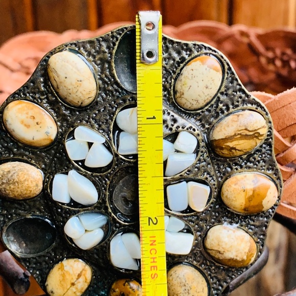 CAbi Brown Leather Belt Metal Buckle w/Stones - Picture 7 of 10